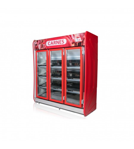 Expositor Refrigerado Auto Serviço Para Carnes Polar 1.90 Maspc 190 3 Portas Vermelho