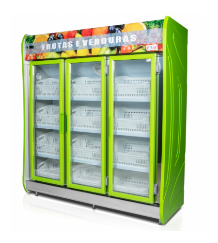 Expositor Refrigerado Auto Serviço Para Frutas E Verduras Polar 1.90m 3 Portas